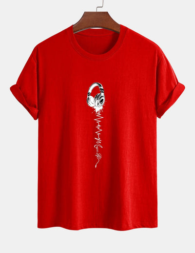 Tulio® | Earphone Print Cotton T-Shirt