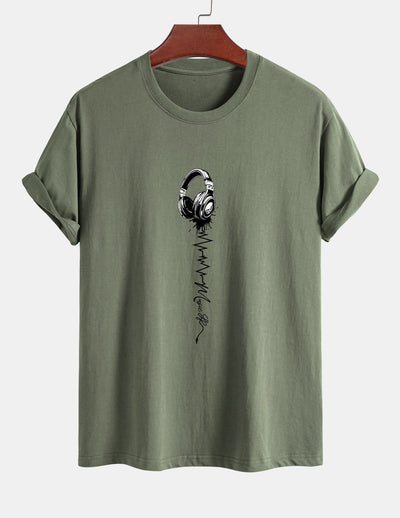 Tulio® | Earphone Print Cotton T-Shirt