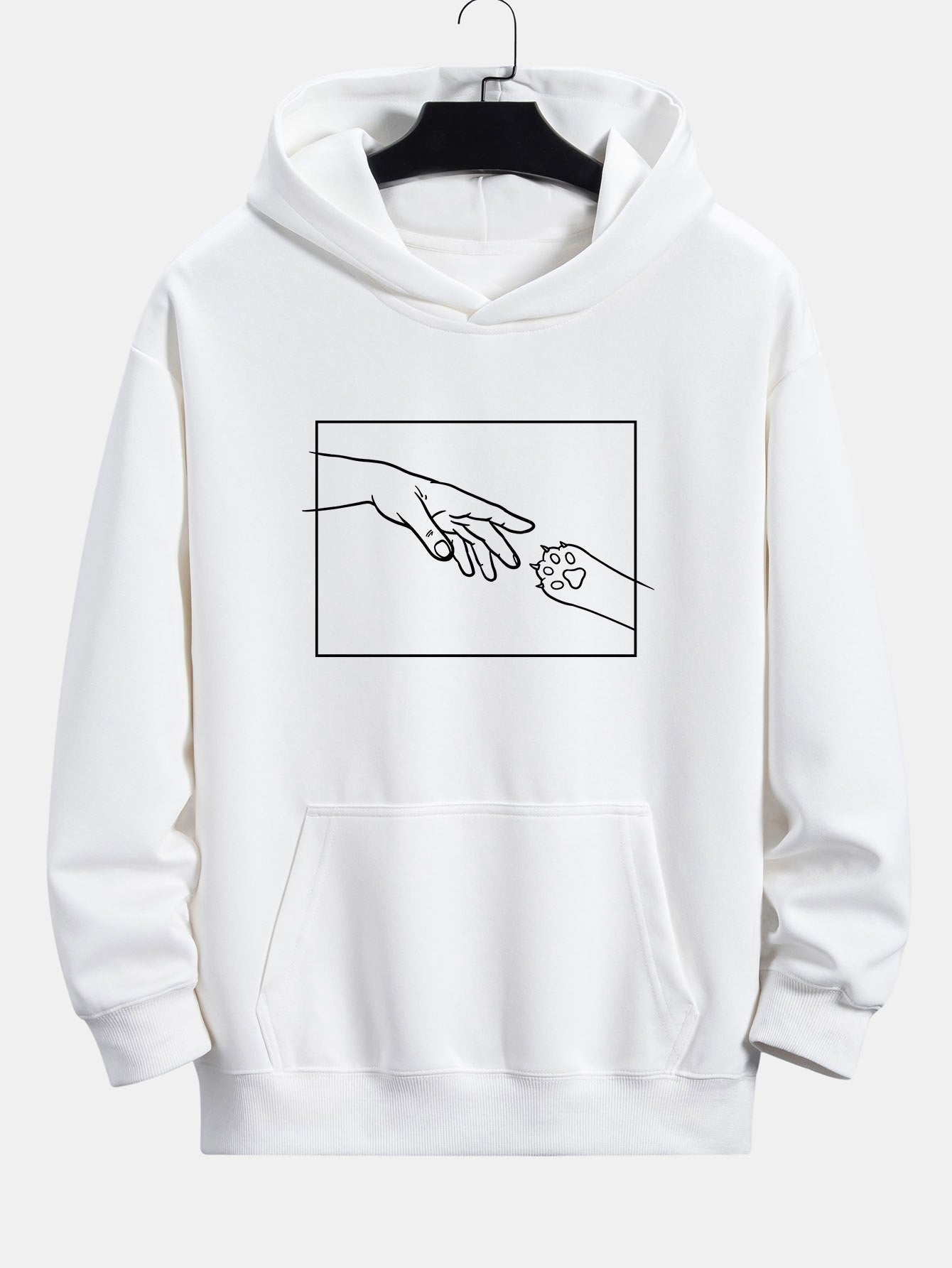 Edward | Hand And Cat Paw Print Relax Fit Hoodie