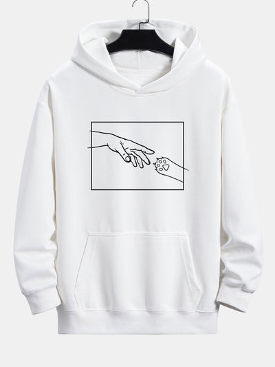 Edward | Hand And Cat Paw Print Relax Fit Hoodie