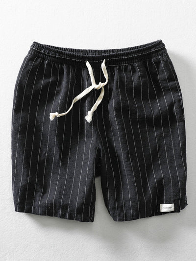 Job® | Linen Cotton Blend Drawstring Striped Shorts
