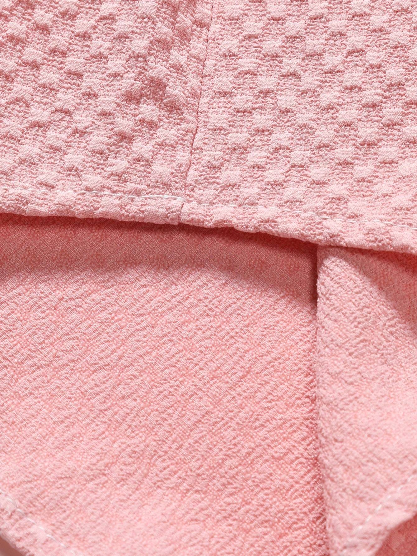 Josué® | Checkerboard Texture Button Up Shirt & Drawstring Shorts