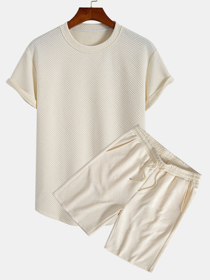Antenor® | Short Sleeve Stripe Jacquard Arc Hem T-Shirt & Shorts