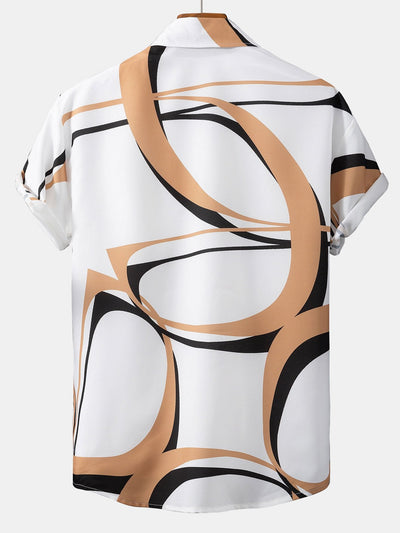 Benito® | Abstract Print Button Up Shirt #Random Pattern Design# & Swim Shorts