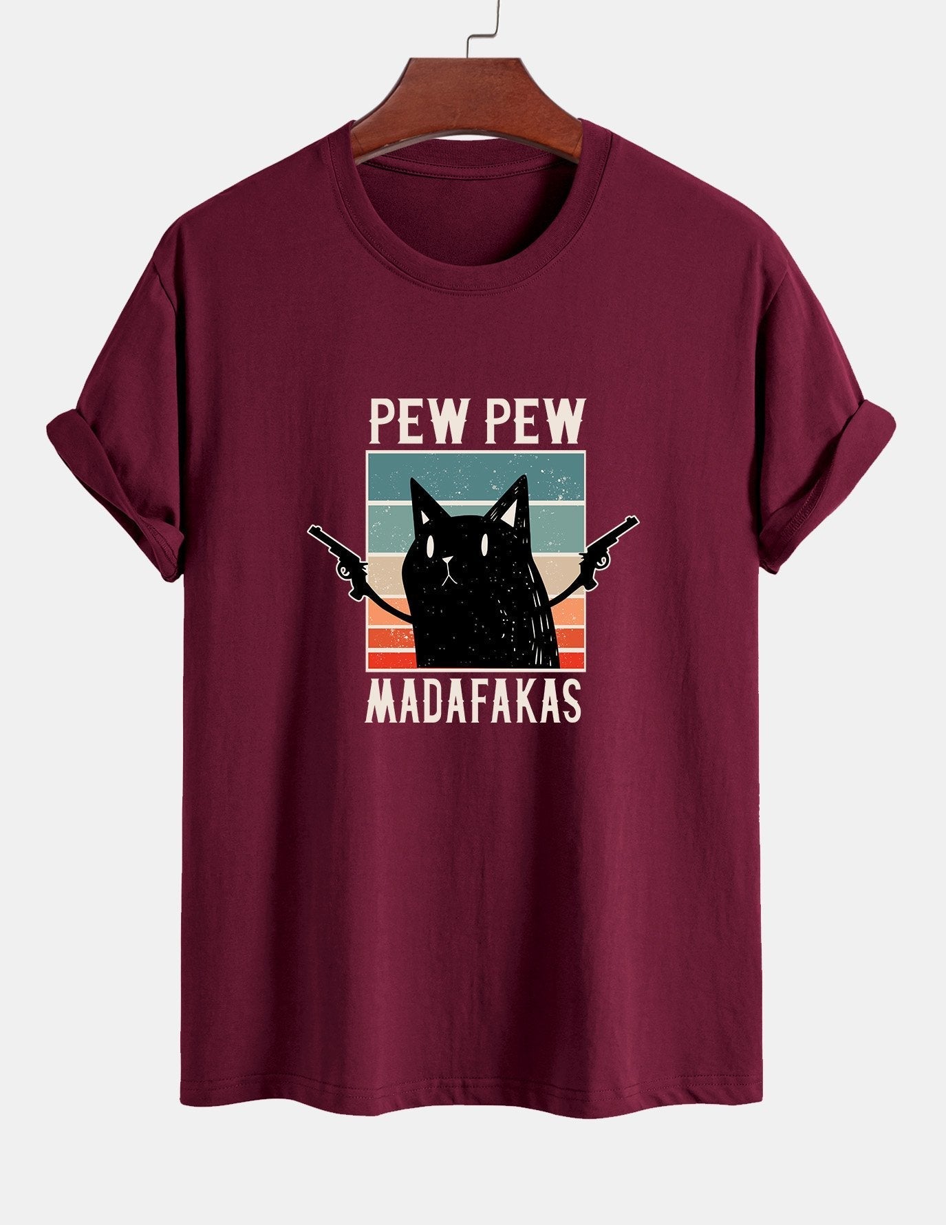 Tadeo® | Black Cat Print Cotton T-Shirt