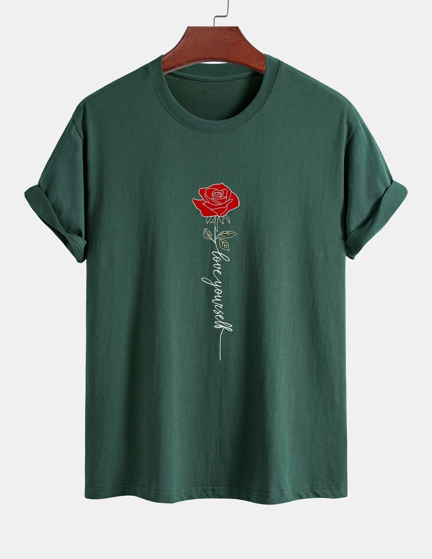 Arsenio® | Rose Slogan Print Cotton T-Shirt