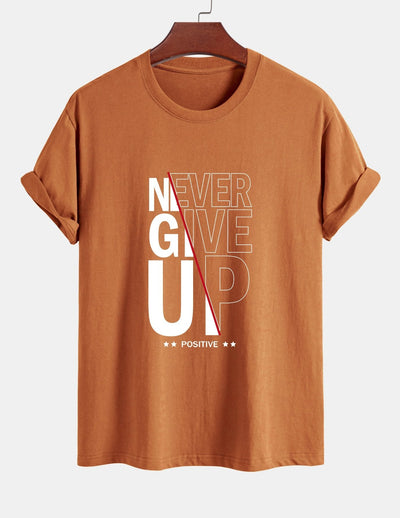 Trasímaco® | Never Give Up Print Cotton T-Shirt