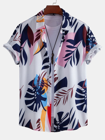 Athol® | Leaf Color Block Print Button Up Shirt