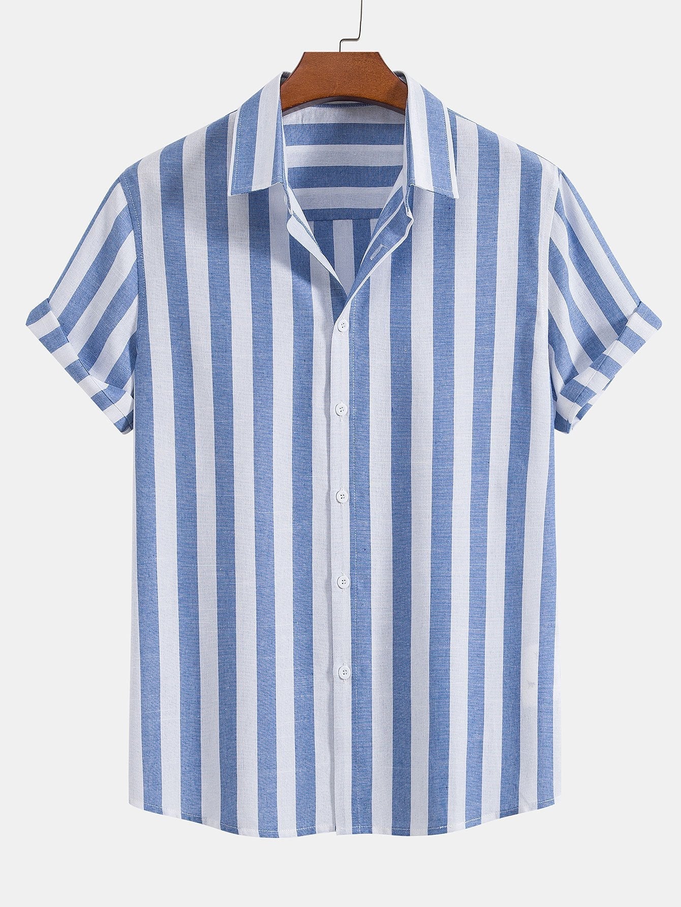Arion® | Striped Cotton Blend Button Up Shirt
