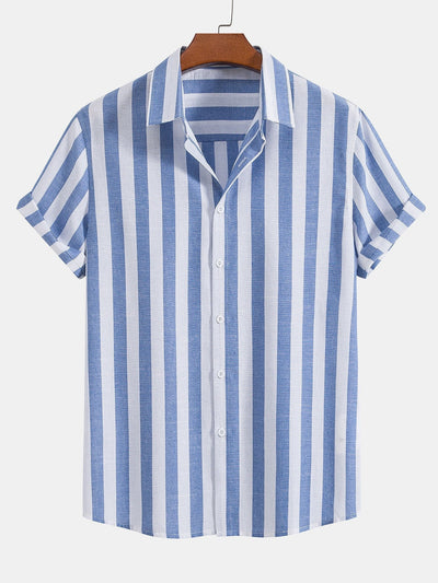 Arion® | Striped Cotton Blend Button Up Shirt