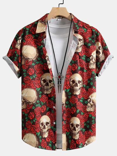 Archil® | Skull Rose Print Button Up Shirt