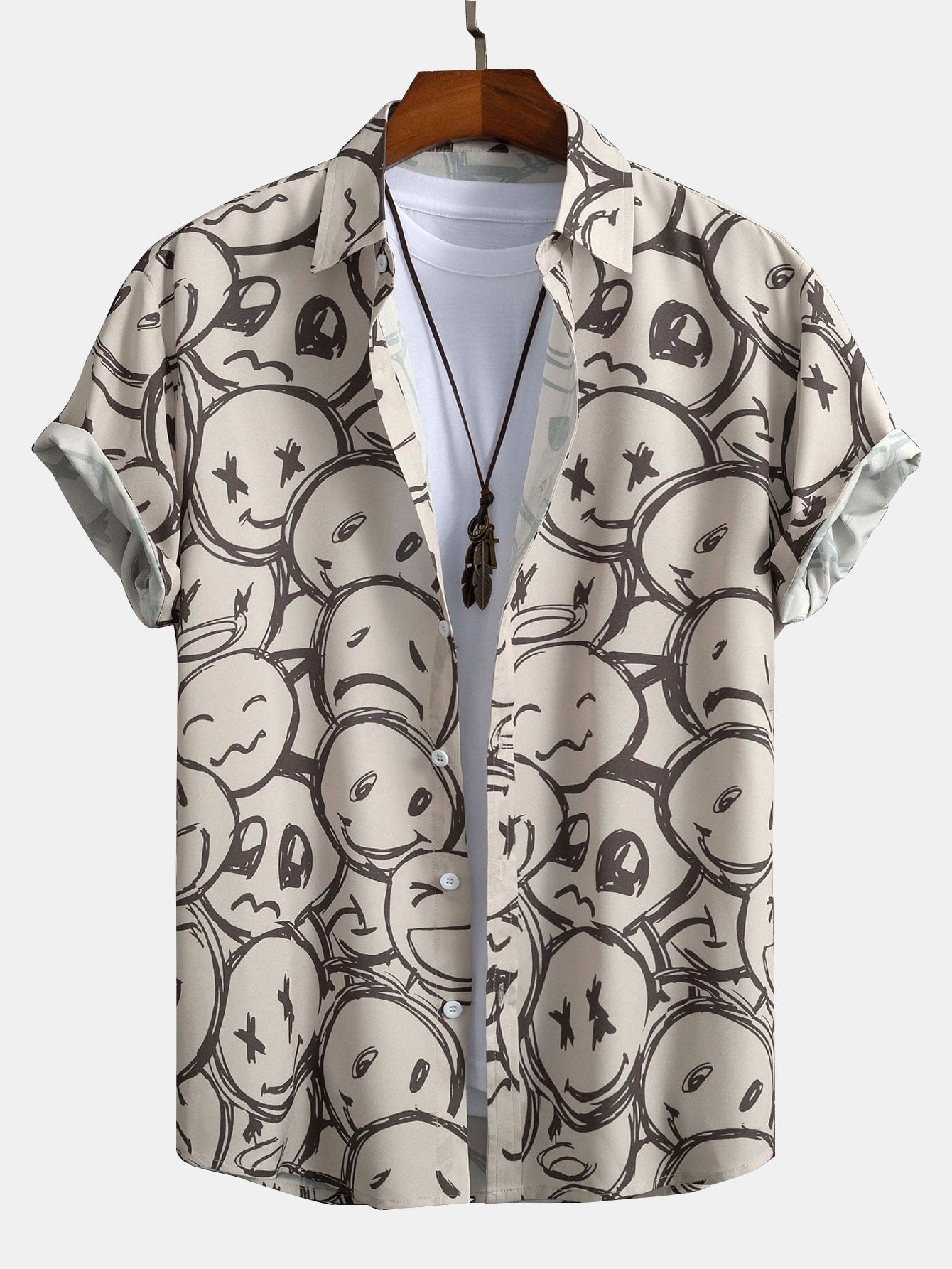Alphonso® | Smiley Print Button Up Shirt