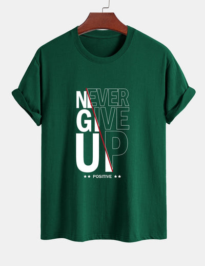 Trasímaco® | Never Give Up Print Cotton T-Shirt