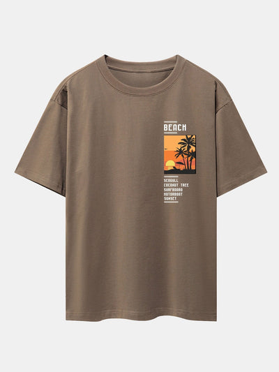 Aldo® | Beach Scenery Slogan Print Drop Shoulder Oversize T-Shirt