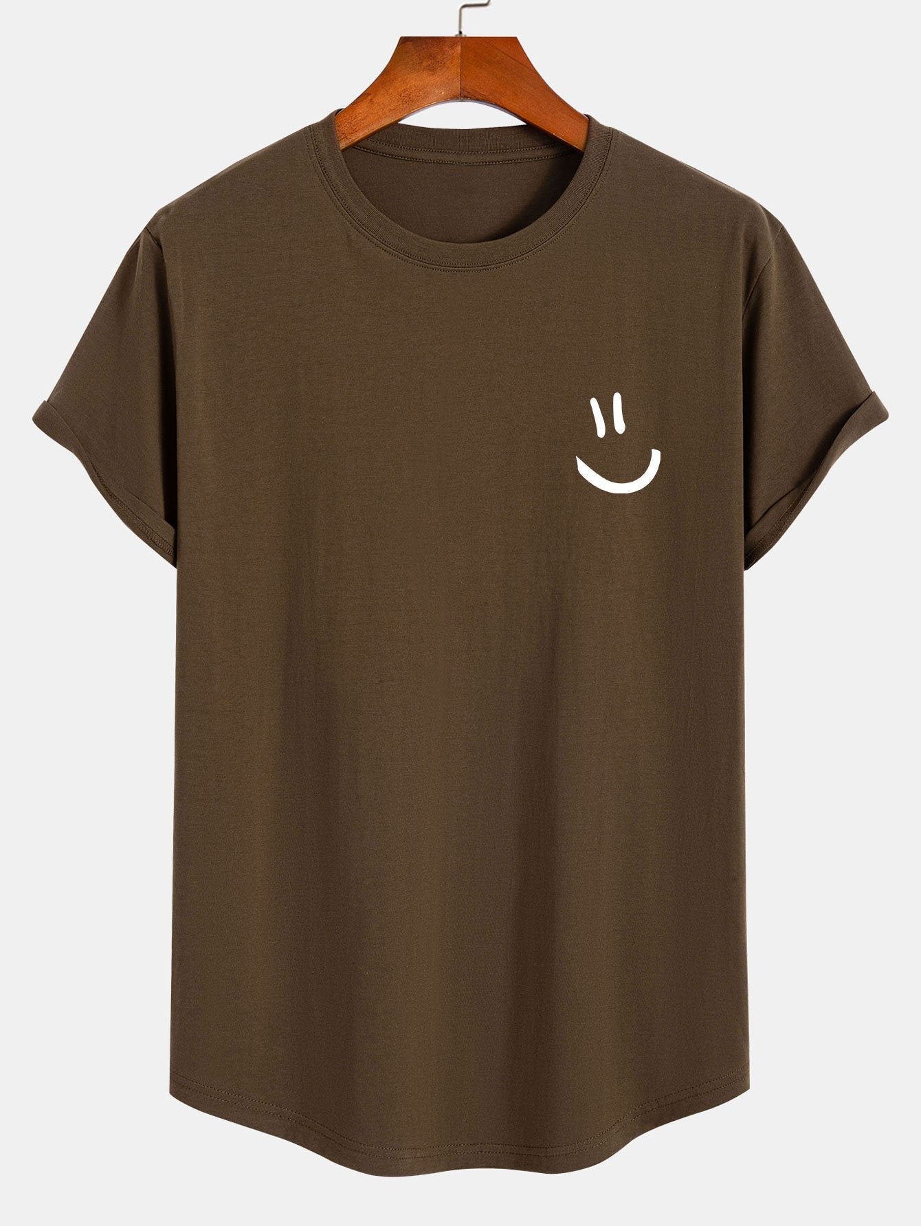 Andrew® | Smiley Print Cotton Arc Hem T-Shirt