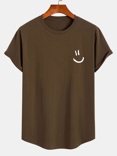 Andrew® | Smiley Print Cotton Arc Hem T-Shirt