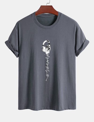 Tulio® | Earphone Print Cotton T-Shirt