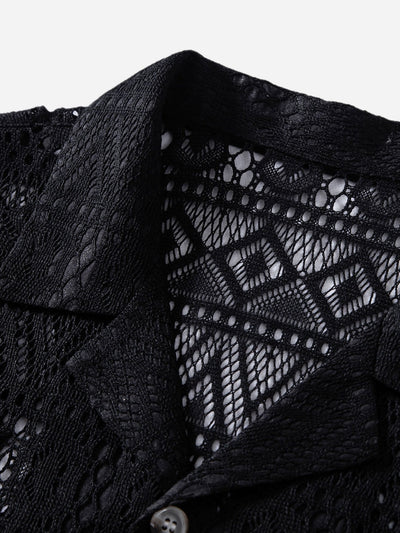 Erik® | Short Sleeve Geometry Textured Cuban Shirt