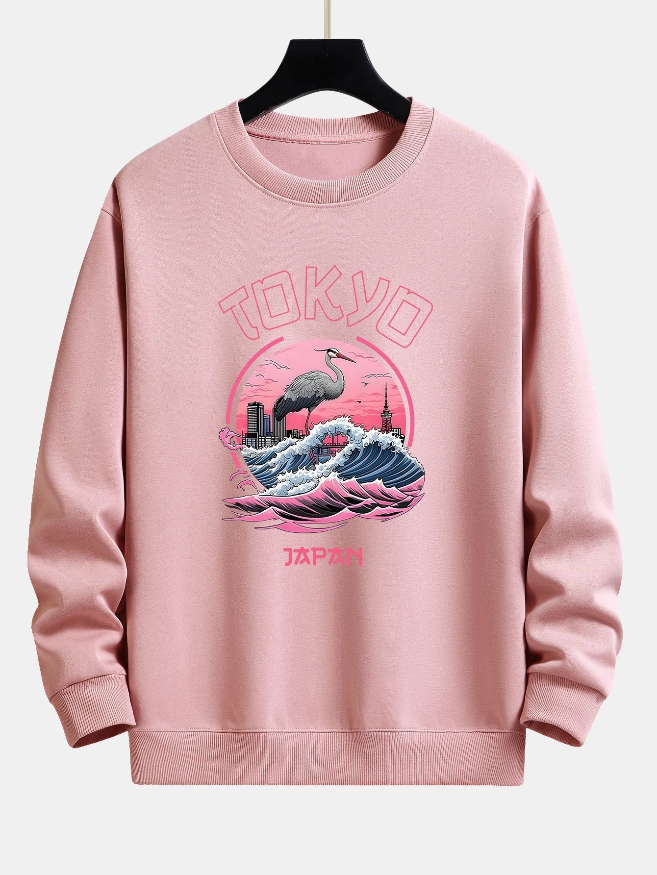 Leonard® | Tokyo Wave Crane Bird Print Relax Fit Sweatshirt
