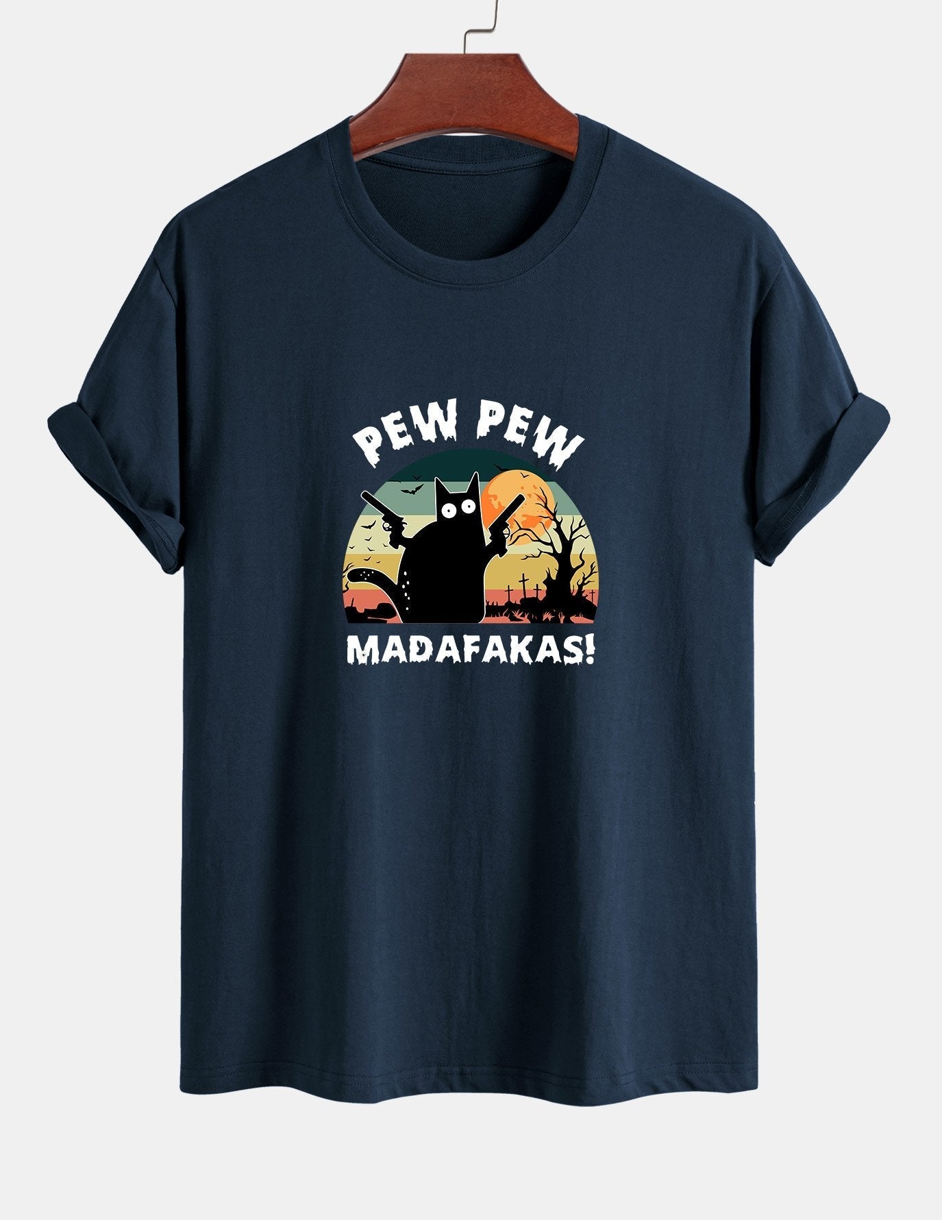 Telesforo® | Black Cat Print Cotton T-Shirt