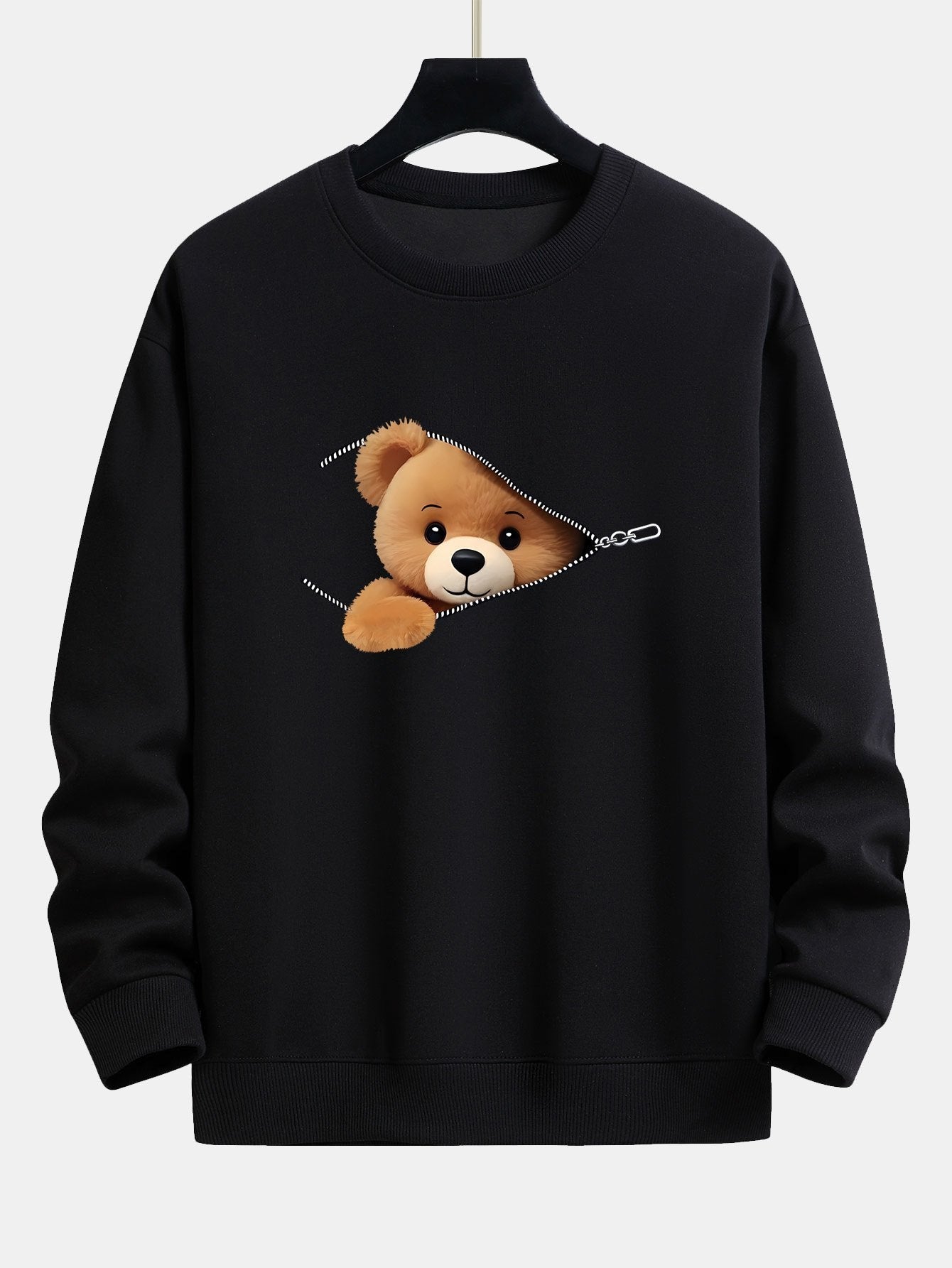 Theodore® | Zipper Bear Print Relax Fit Sweatshirt