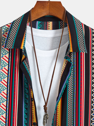 Ames® | Ethnic Geometric Print Button Up Shirt