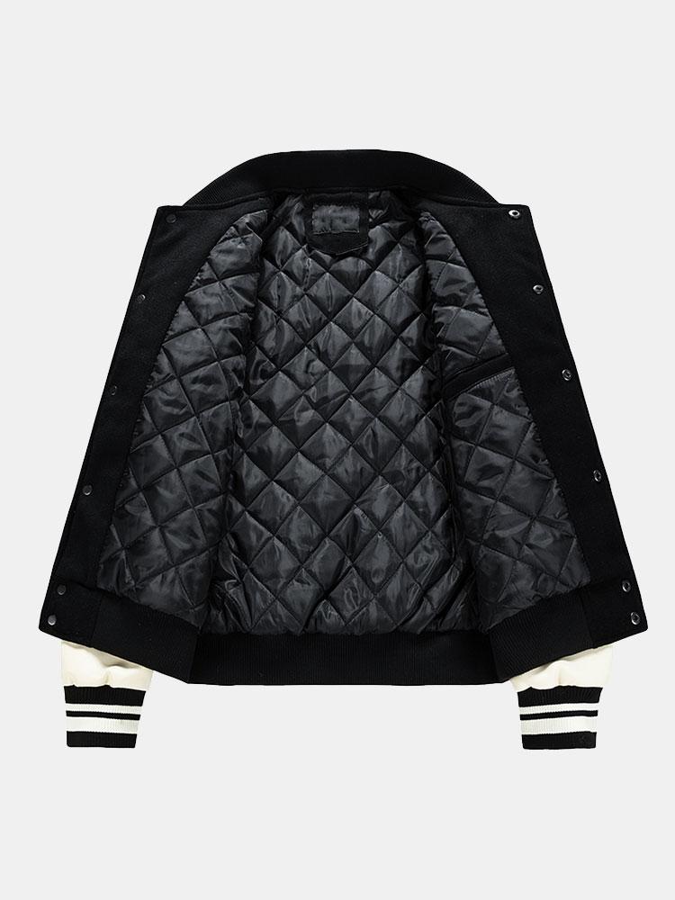 Grayson | Contrast Wool Look PU Baseball Jacket