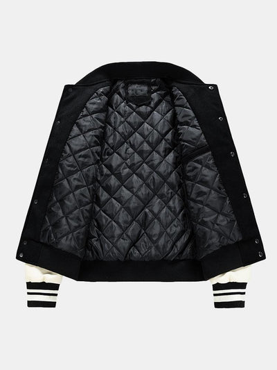 Grayson | Contrast Wool Look PU Baseball Jacket