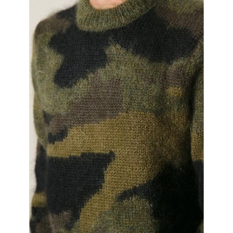 Men's Vine Camoflage Jacqard Crew Neck Sweater