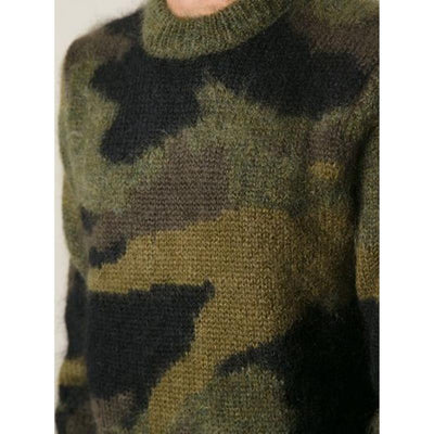 Men's Vine Camoflage Jacqard Crew Neck Sweater