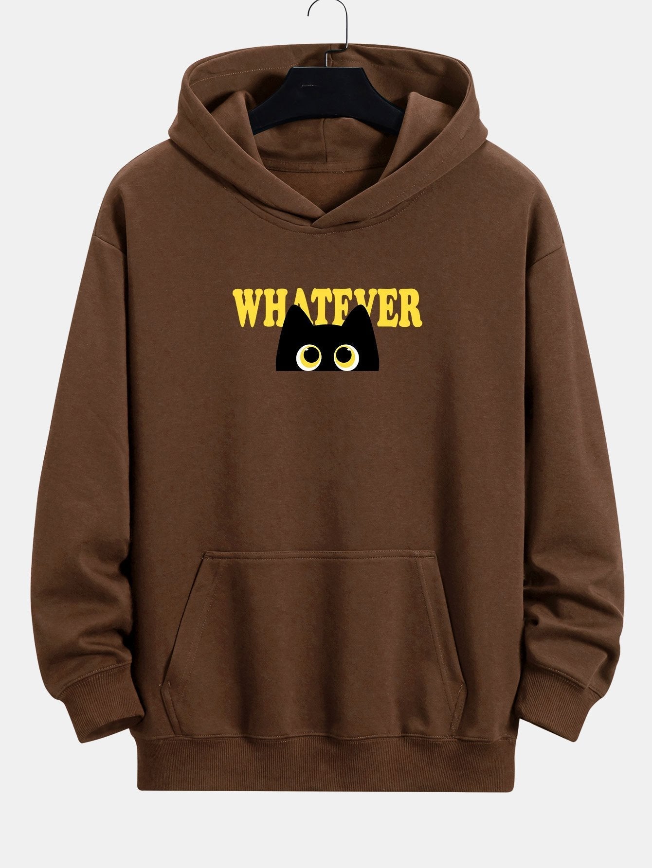 Quentin | Whatever Black Cat Print Relax Fit Hoodie