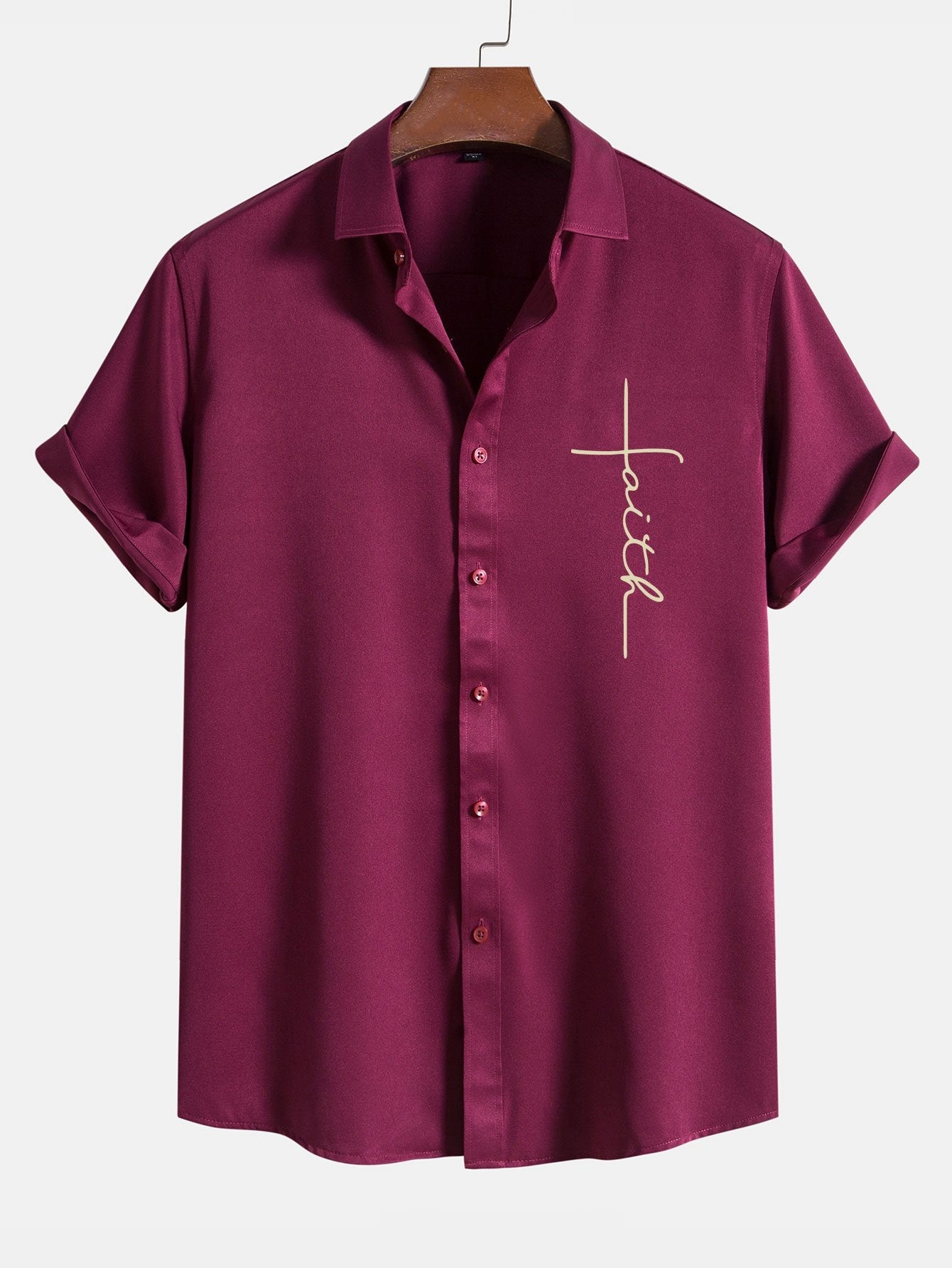 Amedeus® | Faith Letter Print Button Up Shirt