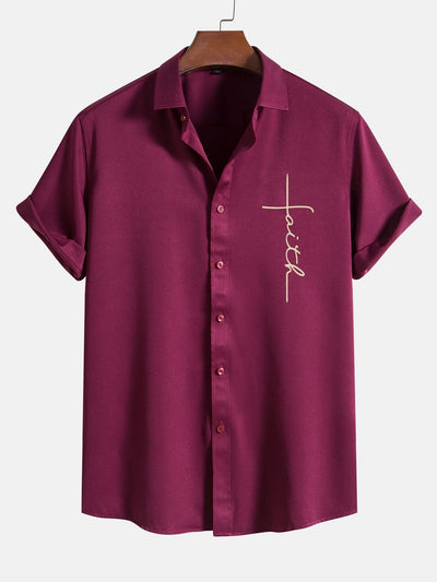 Amedeus® | Faith Letter Print Button Up Shirt