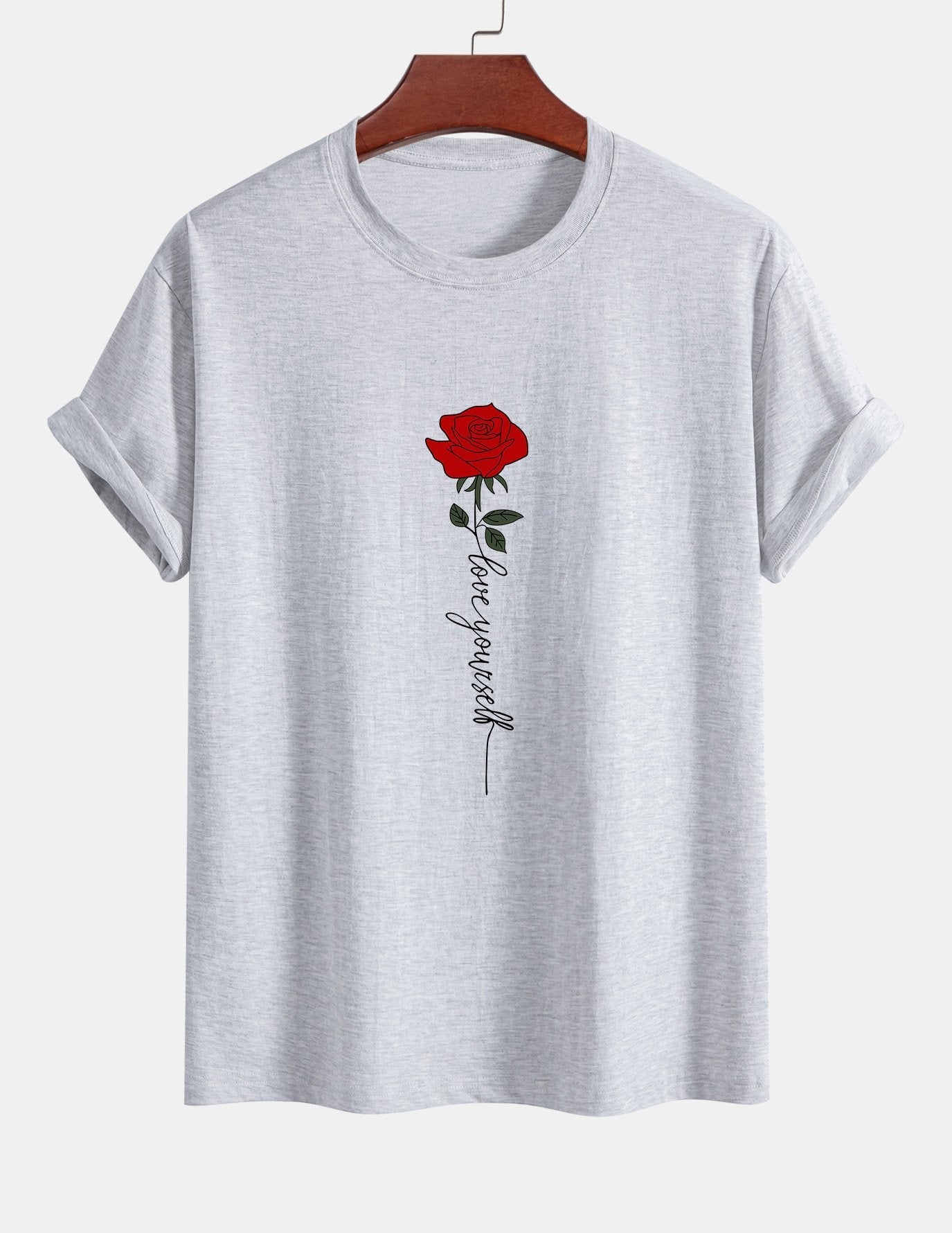 Arsenio® | Rose Slogan Print Cotton T-Shirt