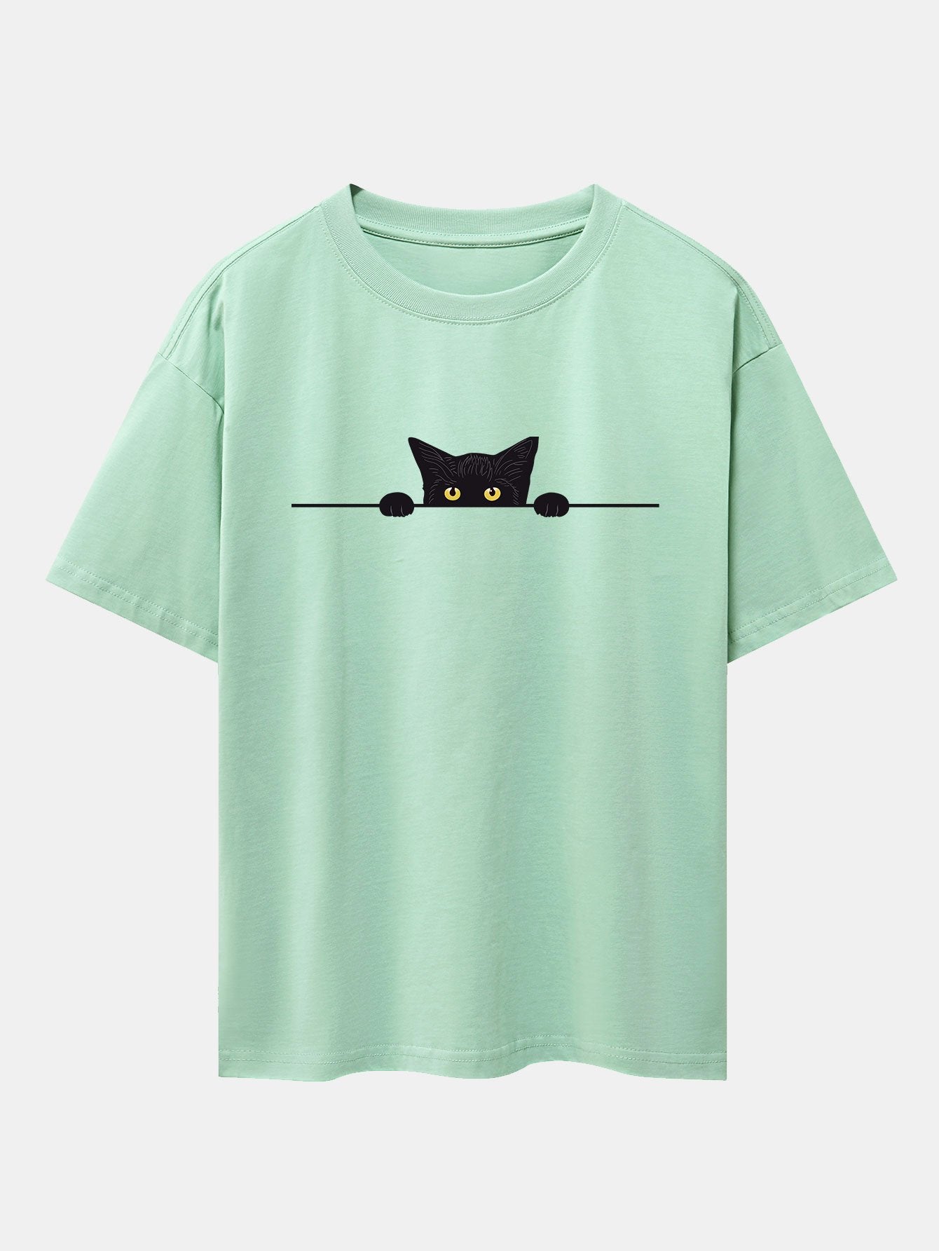 Felix® | Black Cat Print Drop Shoulder Oversize T-Shirt