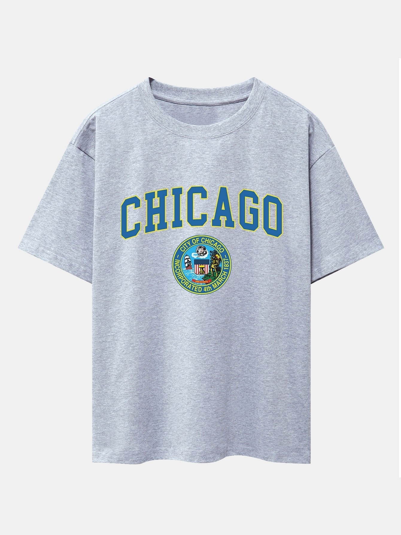 Alexis® | Chicago Coat Of Arms Print Drop Shoulder Oversize T-Shirt