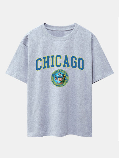 Alexis® | Chicago Coat Of Arms Print Drop Shoulder Oversize T-Shirt