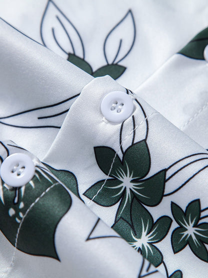 Adelard® | Floral Print Button Up Shirt & Swim Short