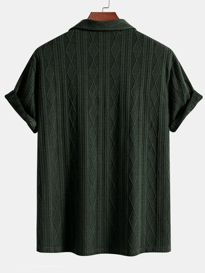 Duane® | Knitted Geometric Rhombus Jacquard Cuban Shirt