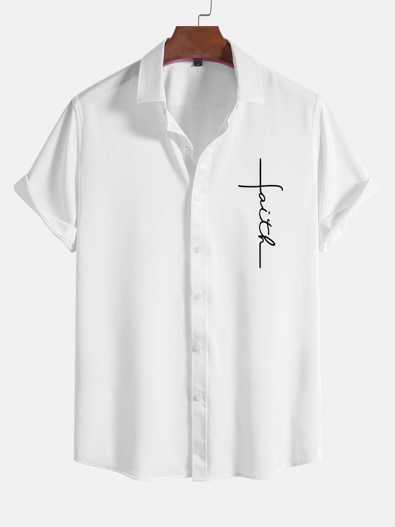 Amedeus® | Faith Letter Print Button Up Shirt