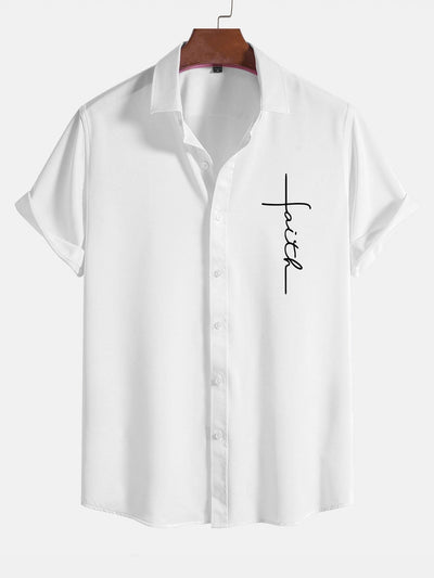 Amedeus® | Faith Letter Print Button Up Shirt