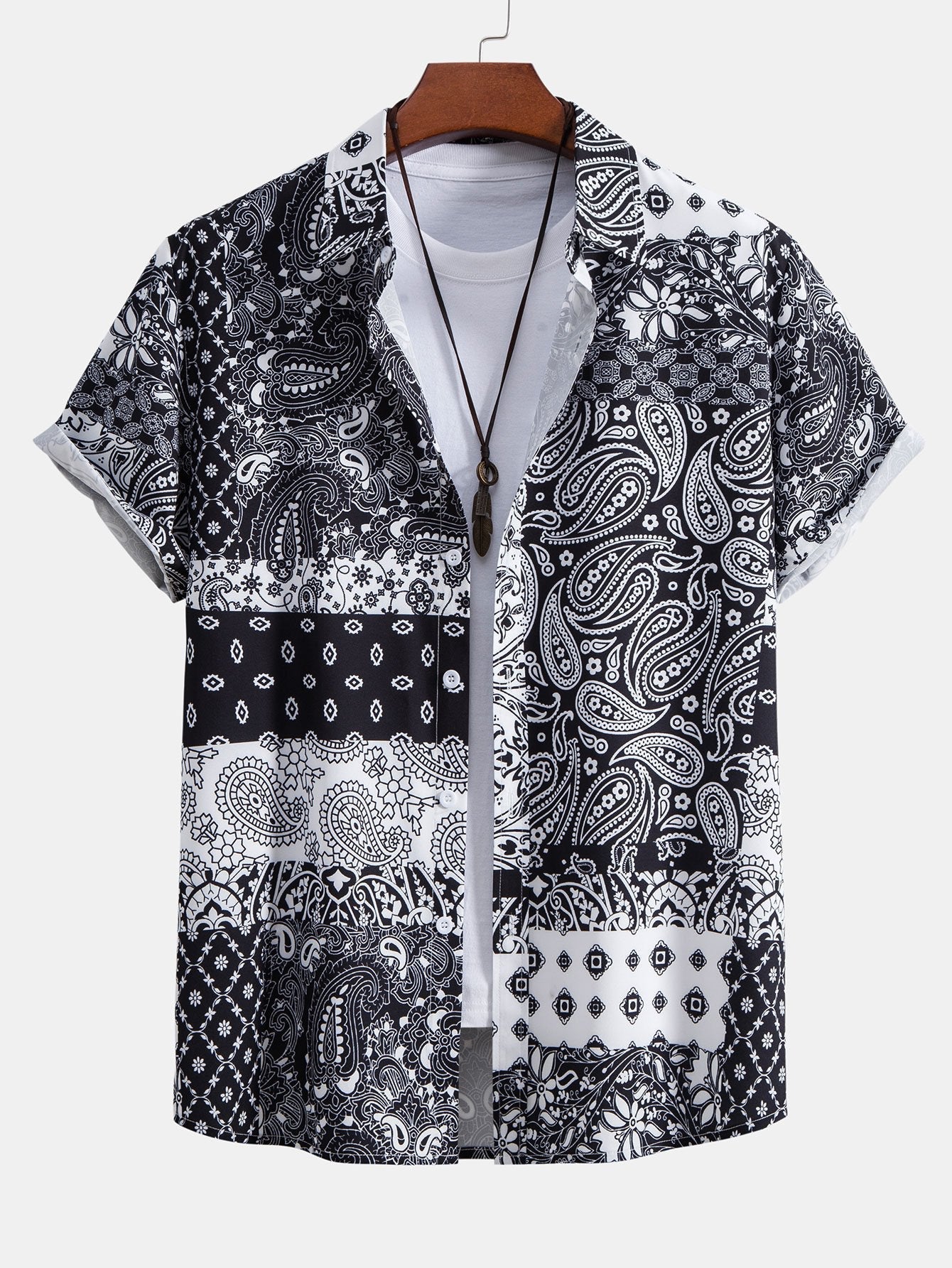 Alvan® | Paisley Floral Patchwork Print Button Up Shirt