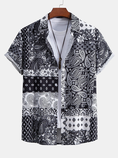 Alvan® | Paisley Floral Patchwork Print Button Up Shirt