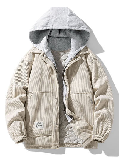 Jes��s | Quilted Lined Corduroy Hooded Coat