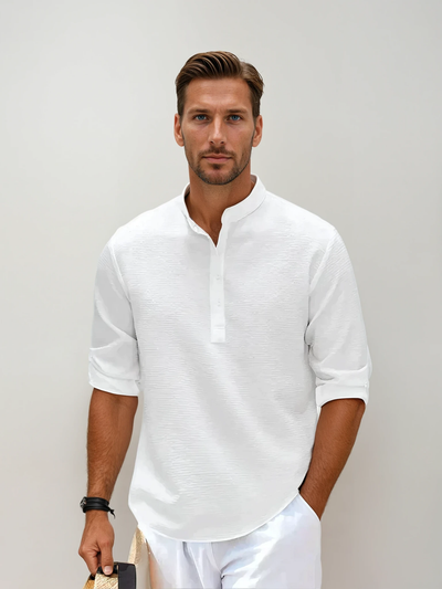 Mariano® | Long Sleeve Linen Polo