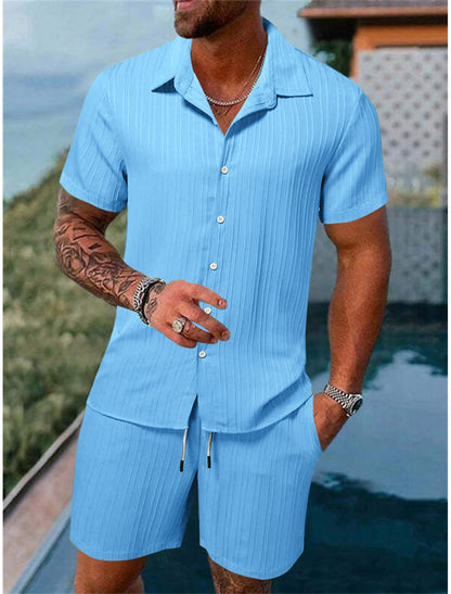 Xander® | Casual Men'S Button-Down Shirt Set For Summer And Vacation