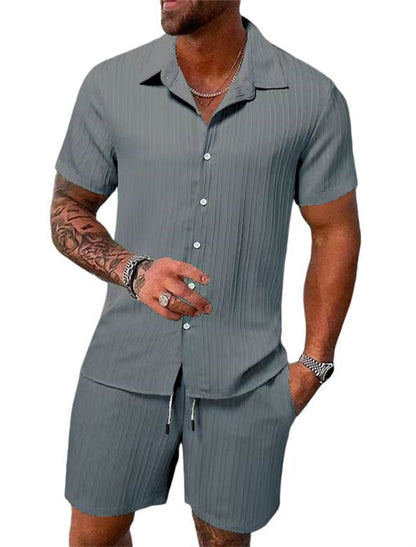 Xander® | Casual Men'S Button-Down Shirt Set For Summer And Vacation