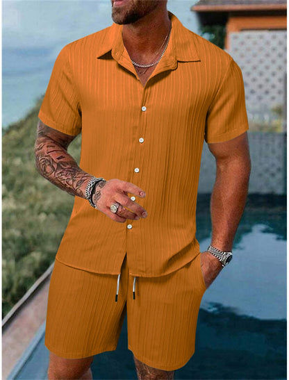 Xander® | Casual Men'S Button-Down Shirt Set For Summer And Vacation