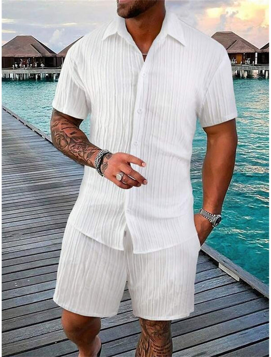 Xander® | Casual Men'S Button-Down Shirt Set For Summer And Vacation