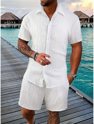 Xander® | Casual Men'S Button-Down Shirt Set For Summer And Vacation